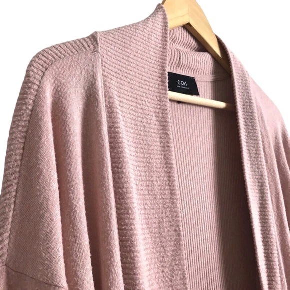 Anthropologie COA Medium Pink Cozy Rayon Open Front Long Line Layering Cardigan - Picture 3 of 7